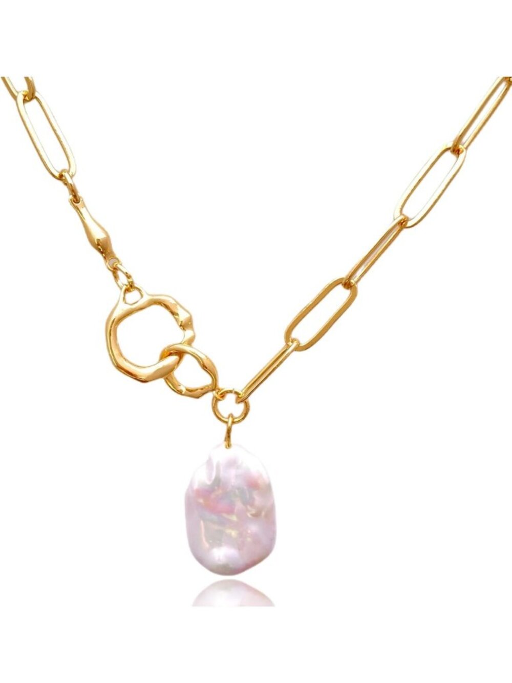 Elegant Baroque Pearl Necklace for Women - Cultured Freshwater, 14K Gold Plated